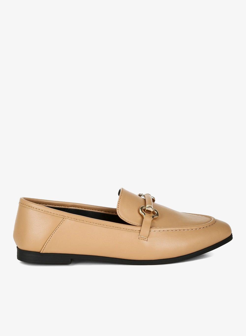 Tan Horsebit Loafers Sh5128 Elegant Flat Classic - Image 1