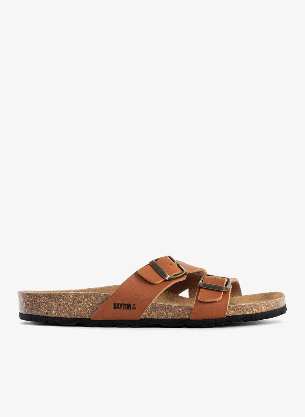 Cleo Minimalist Cork Flat Sandals - Image 1