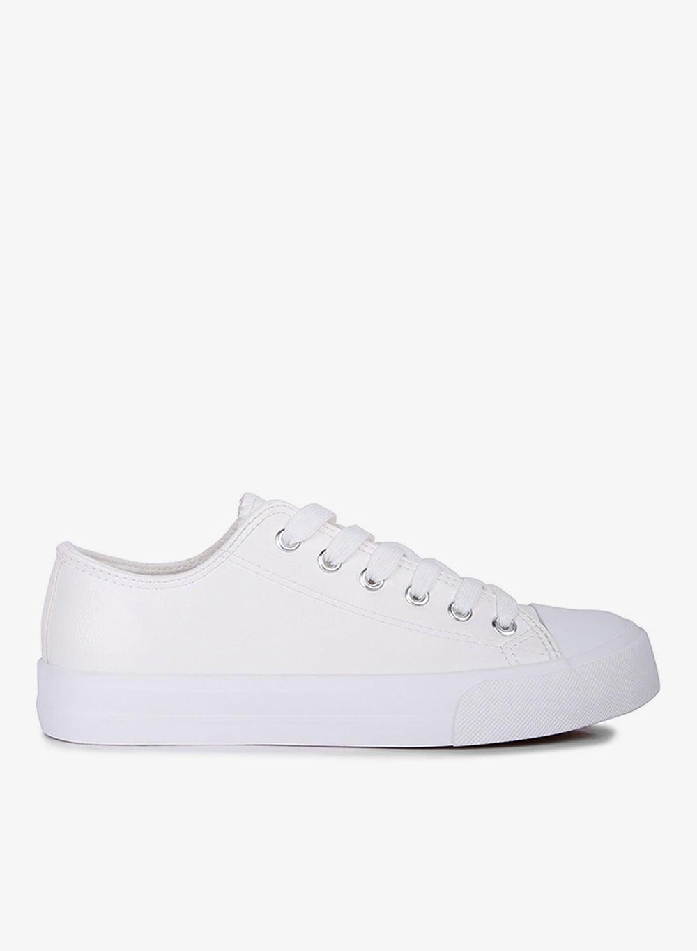 Sh3857 White Canvas Low-Top Sneakers - Image 1