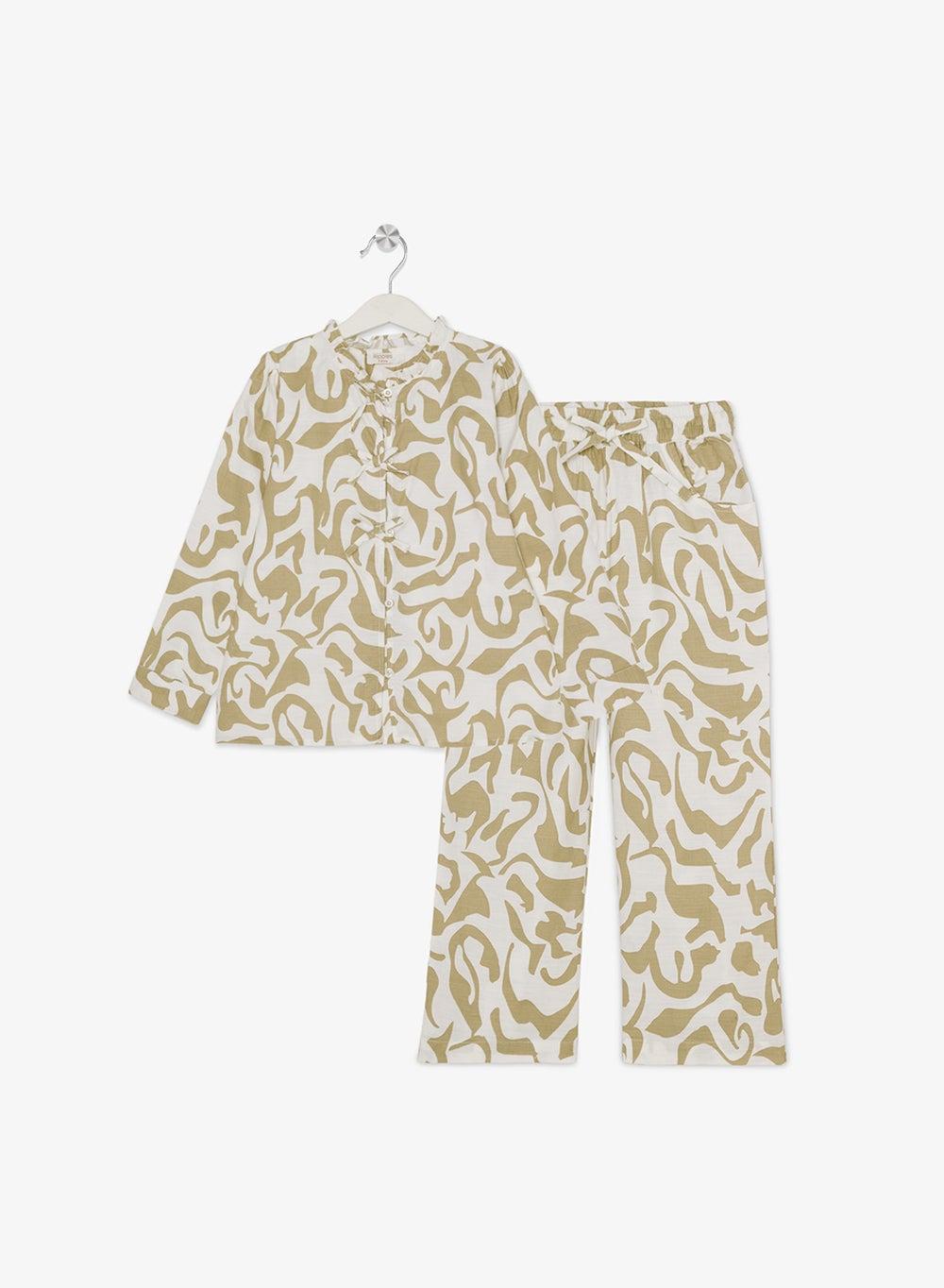 Girls Floral Cotton Pajama Set 2Pcs - Image 1