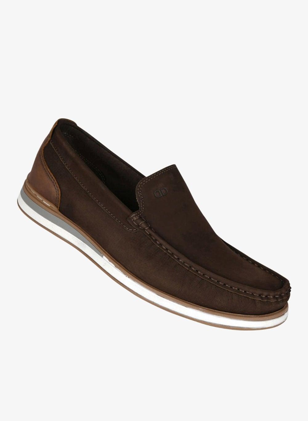 Democrata 032-72 Café Leather Denim Flow Moccasin 252101-012 - Image 1