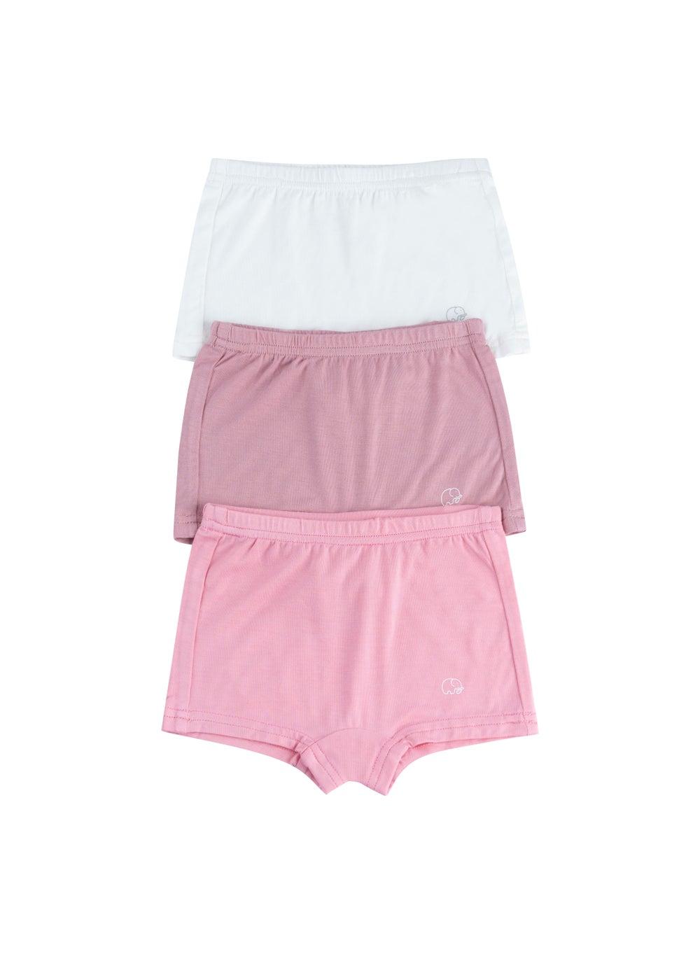 Organic Bamboo Girls Boxer Set of 3 Lilac Pink White - Image 1