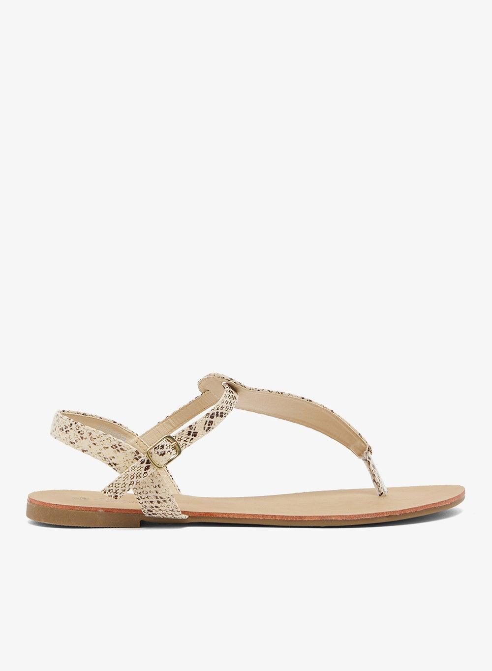 Snake Print Flat Thong Sandal - Image 1