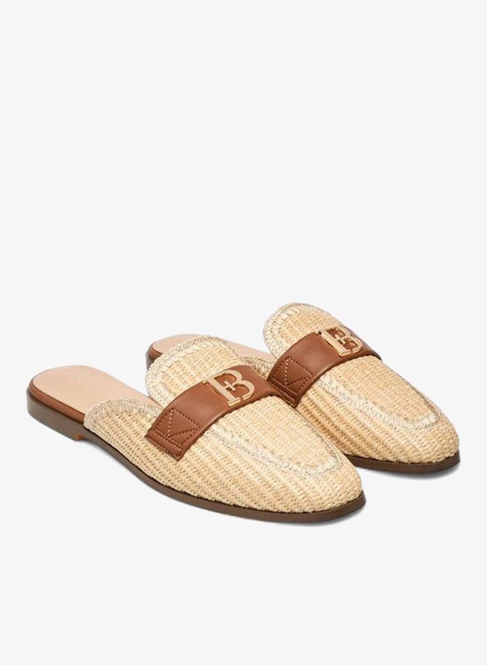 Textured Beige Slip-On Mules 24F1441 Metal Accent - Image 1