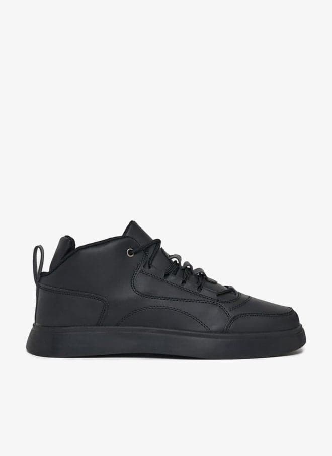 Black Textured High-Top Platform Sneakers 7009903701 - Image 1
