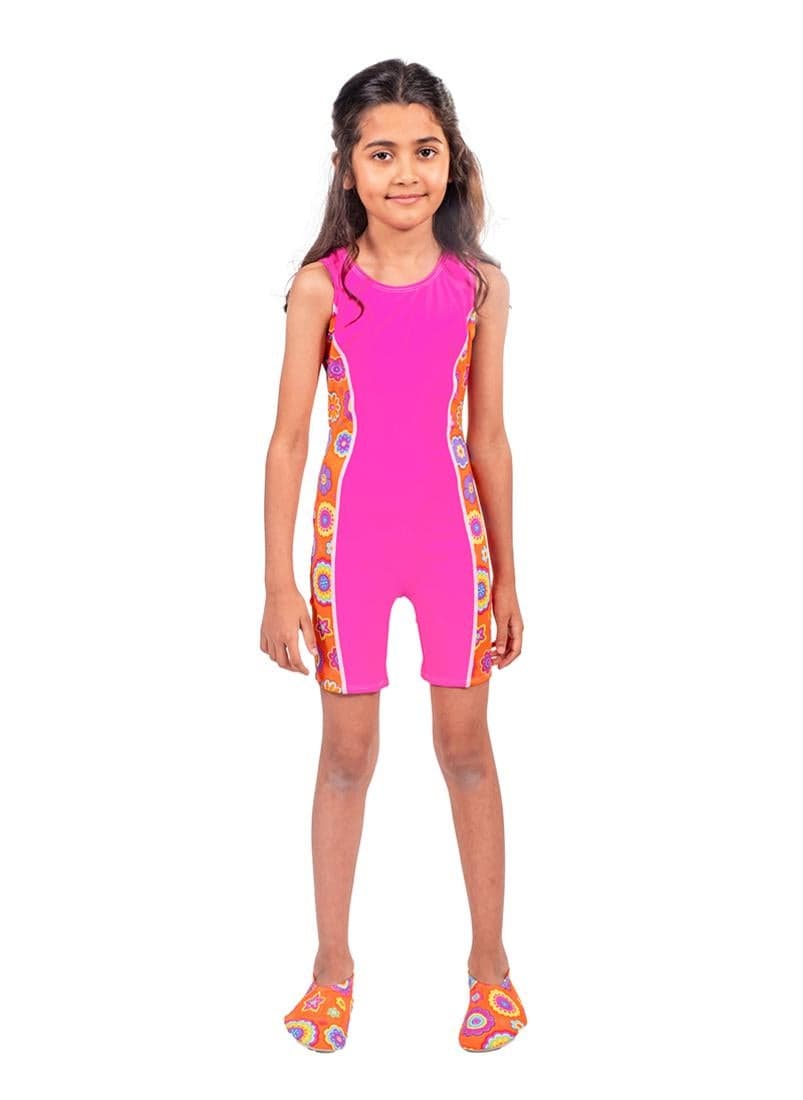 COEGA Girls Swim Shortie Pink Orange Groovy - Image 1