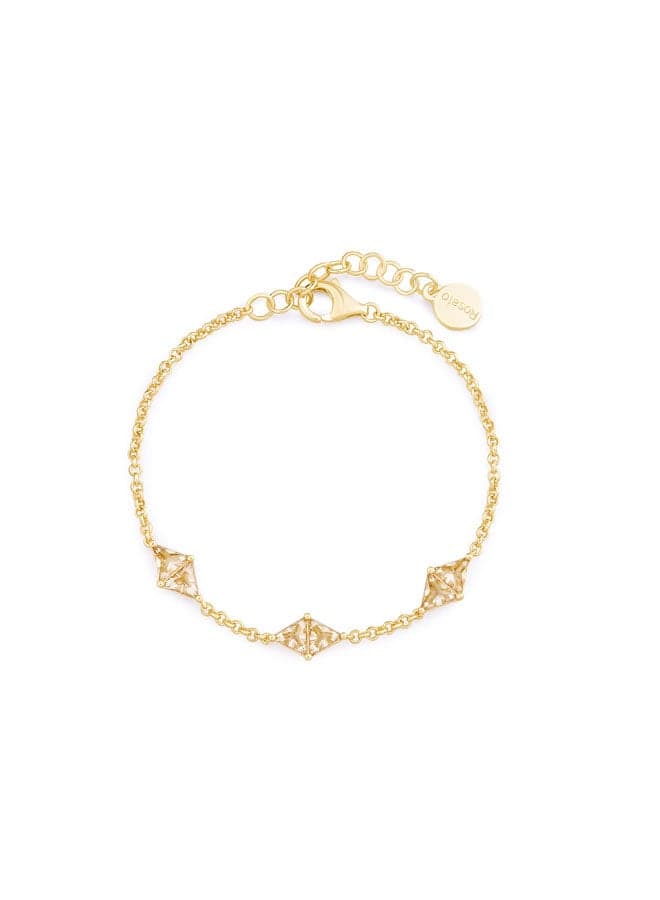 Vittoria 925 Silver Gold Zirconia Geometric Bracelet - Image 1