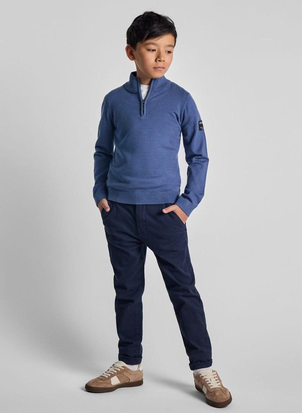 Navy Slim Fit Boys Chino Trousers with Pockets - Image 1