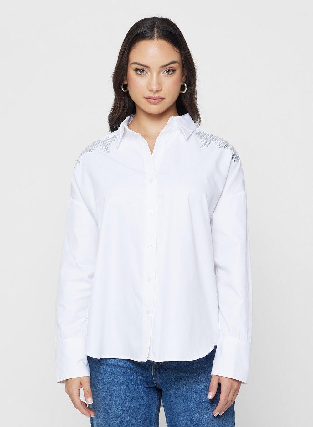 ONLOREGON Leana Life Embellished White Shirt - Image 1