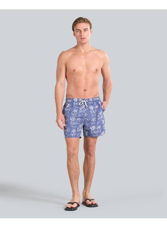 Island Print Recycled Polyester Swim Shorts - Image 1