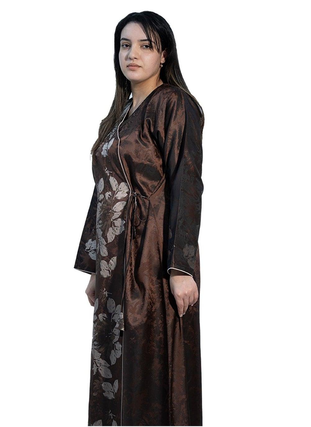 Floral Jacquard Abaya 664 Elegant Workwear Style - Image 1