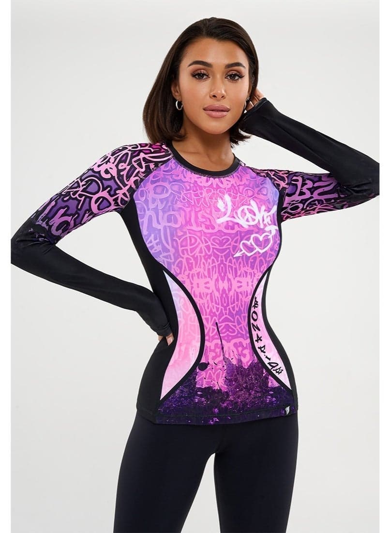 Bona Fide Women’s Compression Workout Top Round Graffiti - Image 1