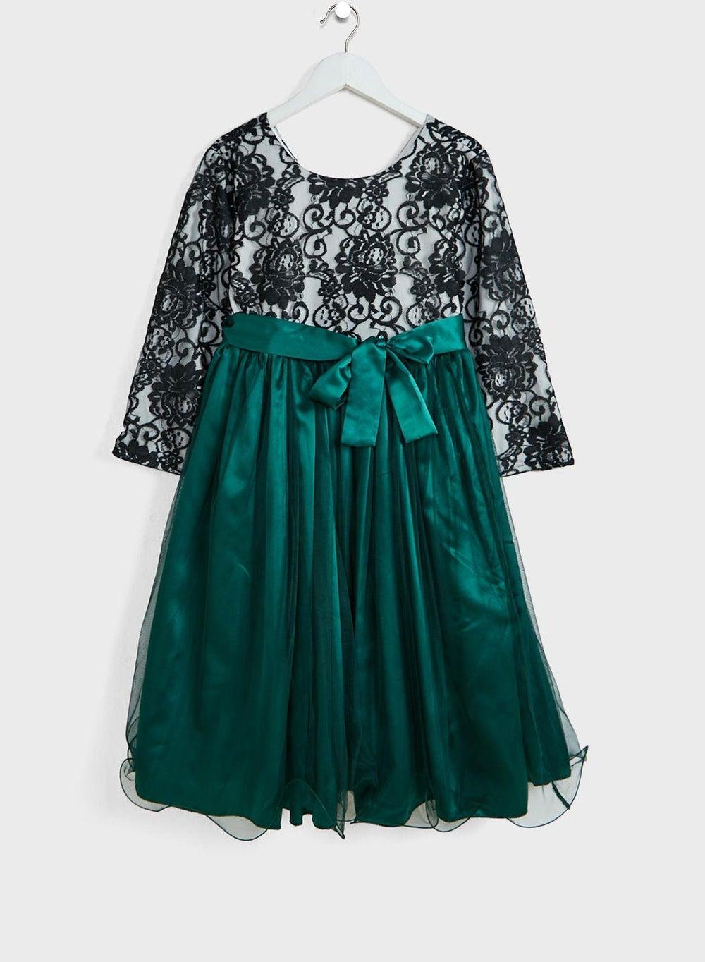 Little Lace Mesh Floral Midi Dress - Image 1