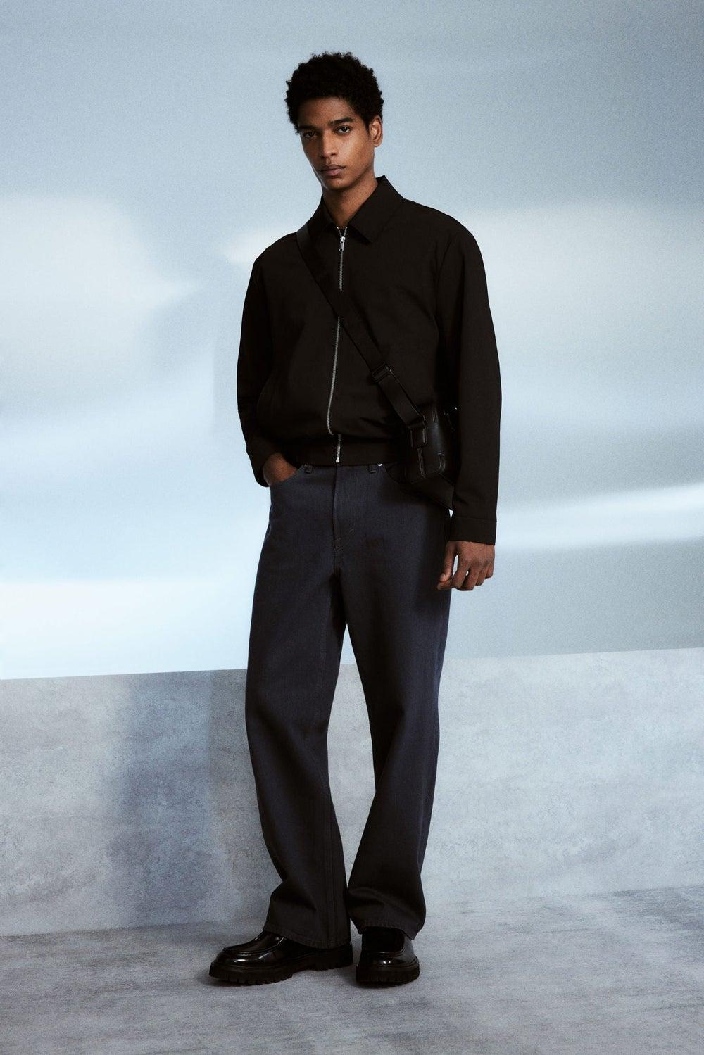 Relaxed Fit Dark Grey Twill 5-Pocket Trousers - Image 1