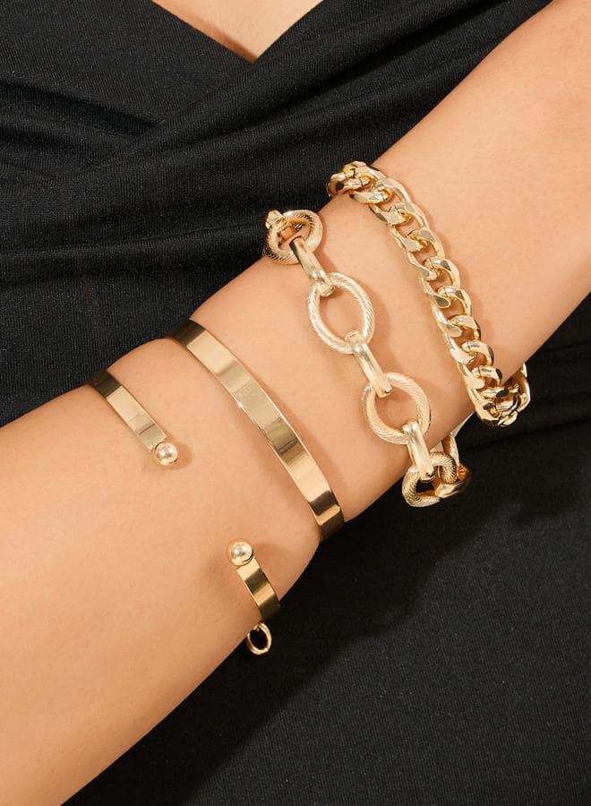 Set of 4 Chunky Chain & Cuff Bracelets 7009303112 - Image 1