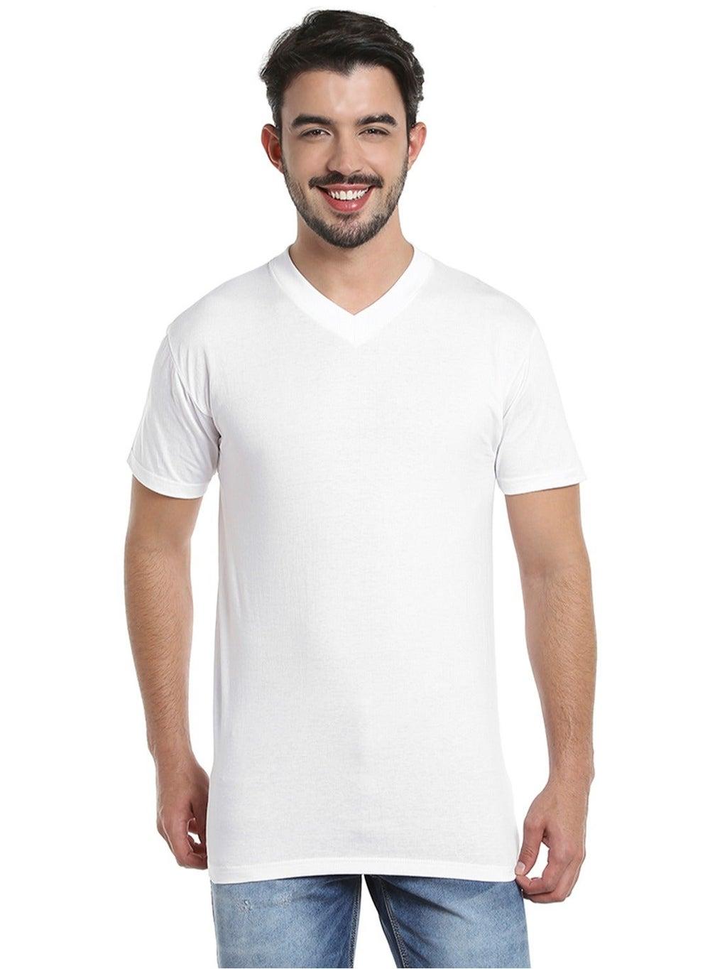 Men’s MT500V V-Neck Cotton T-Shirt Pack of 3 White - Image 1