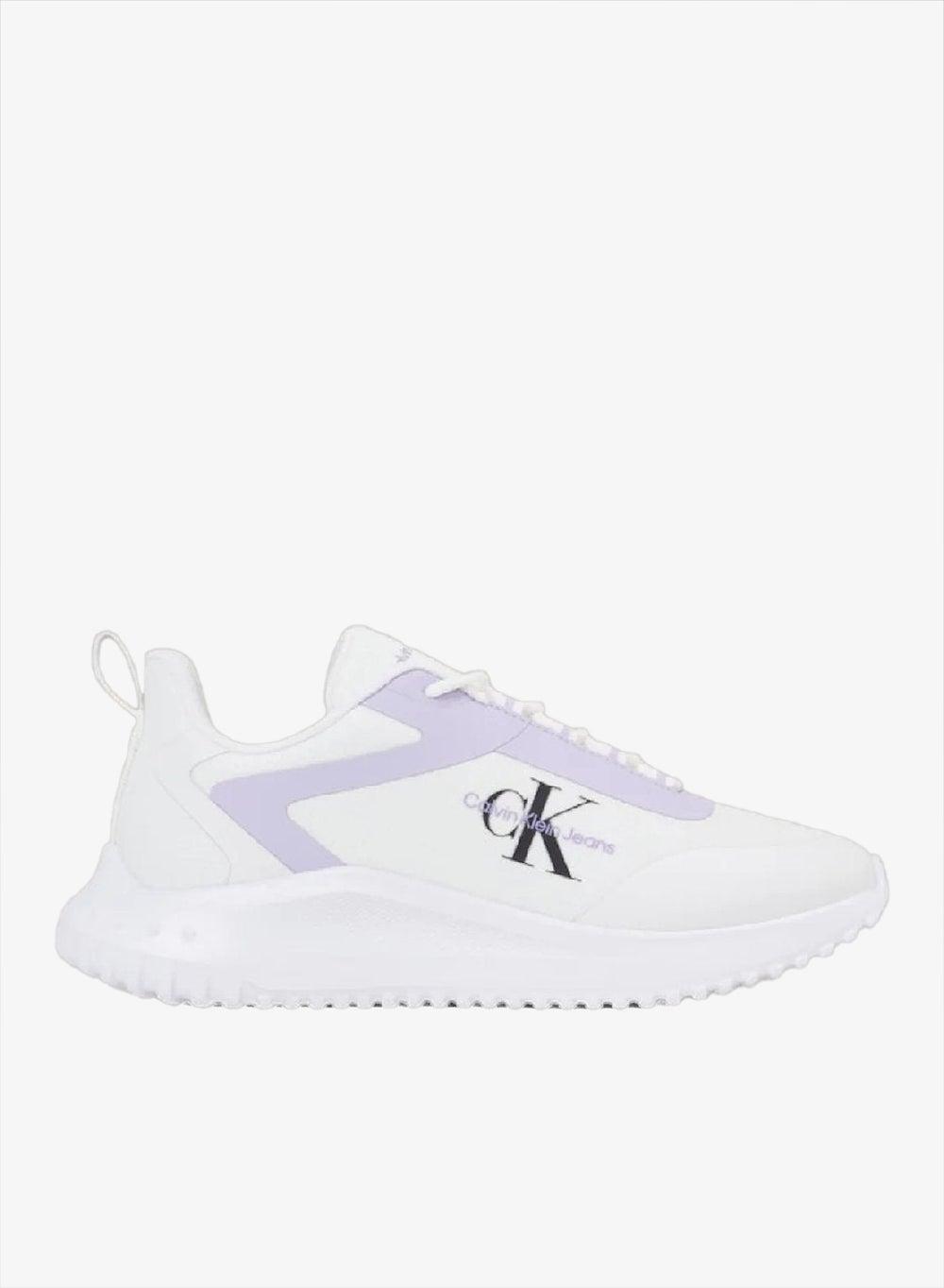 Eva Runner Low Lace Trainers in White Lilac - Image 1