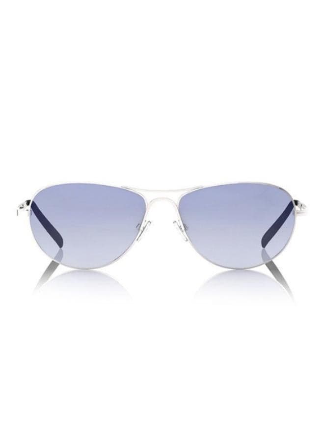 Silver Aviator Sunglasses M050BU2 Blue Lens Edition - Image 1