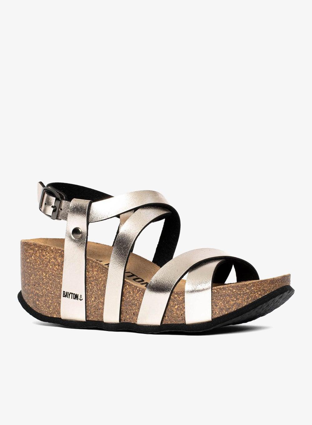 Palmas Multi Strap Gold Wedge Sandals - Image 1
