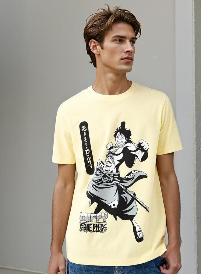 Luffy Graphic Cotton T-Shirt Grey India Edition - Image 1