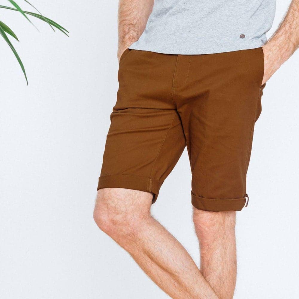 Saulieu Brown Cotton Twill Shorts - Image 1