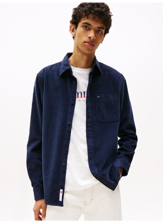 Tommy Jeans Blue Corduroy Regular Fit Shirt DM0DM22021C1G - Image 1