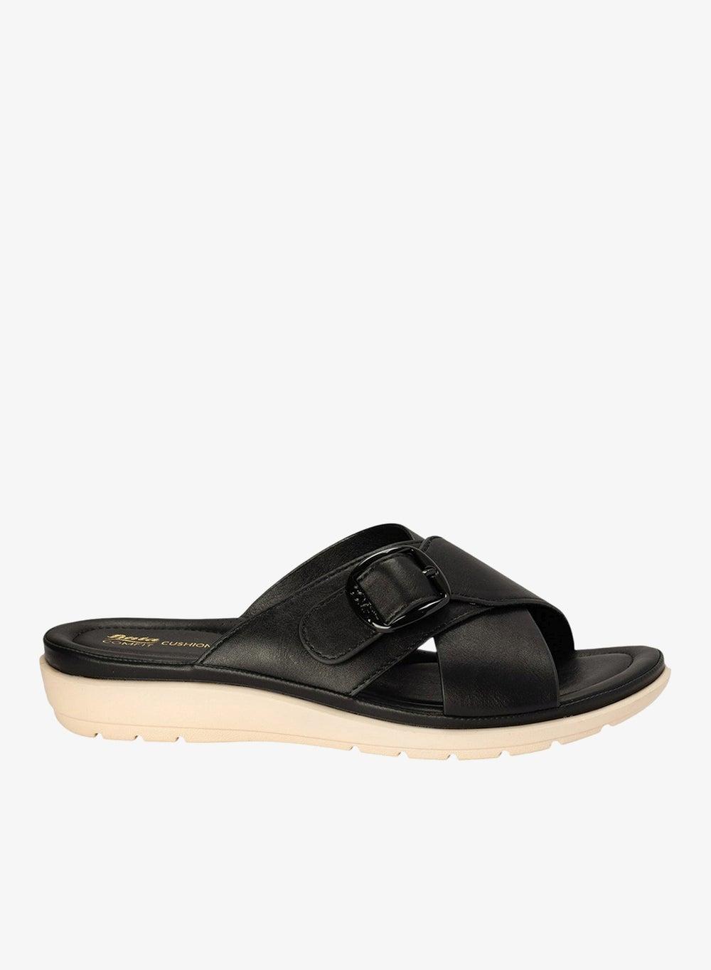 Comfit Criss Cross Strap Flat Sandals – Black - Image 1