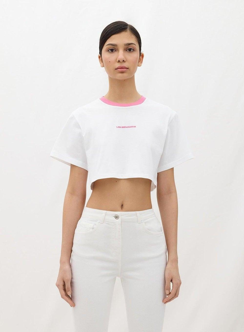 CROP TEE 002 White Graphic Crop Top - Image 1