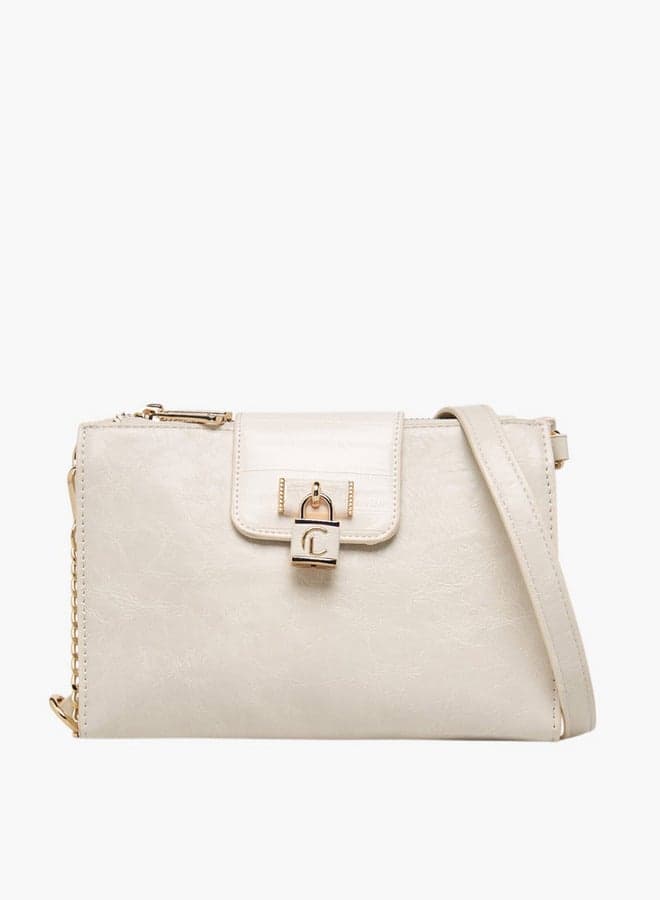 Textured Beige Crossbody Bag LE241030 13 with Strap - Image 1