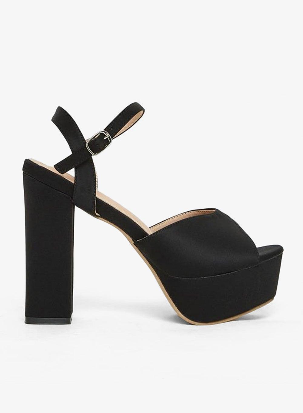 Black Ankle Strap Block Heel Sandals 7008182001 - Image 1