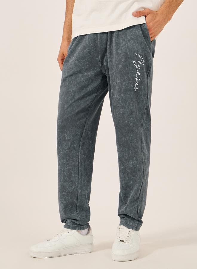 Styli Acid Washed Slogan Slim Terry Jogger 7010813114 Grey - Image 1