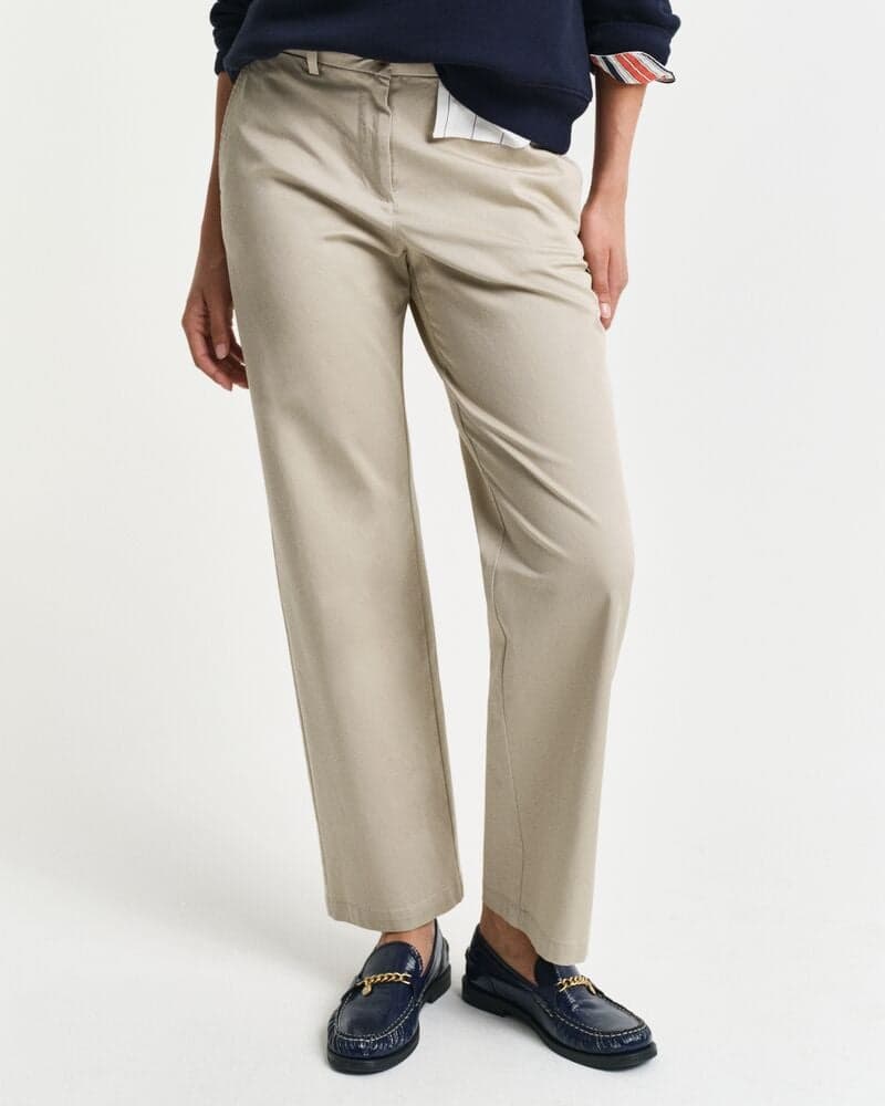 Regular Fit Chinos in Light Beige Cotton - Image 1