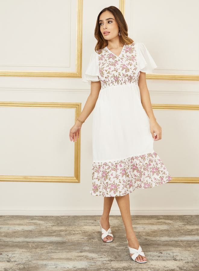 Styli Floral Lace A-Line Midi Dress 7006949111 - Image 1