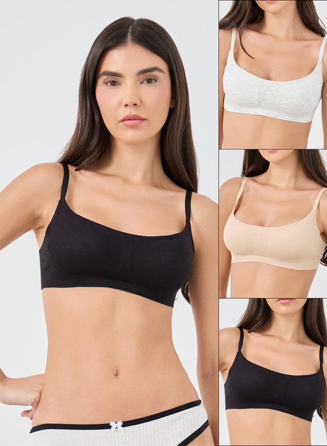 3-Pack Ribbed Non-Wired Moulded T-Shirt Bras - Image 1