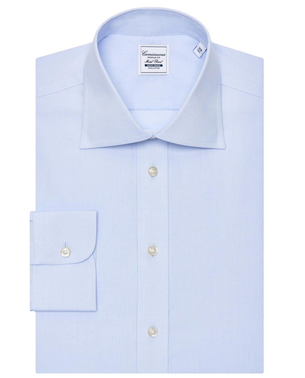 Light Blue Non-Iron Regular Fit Cotton Shirt - Image 1
