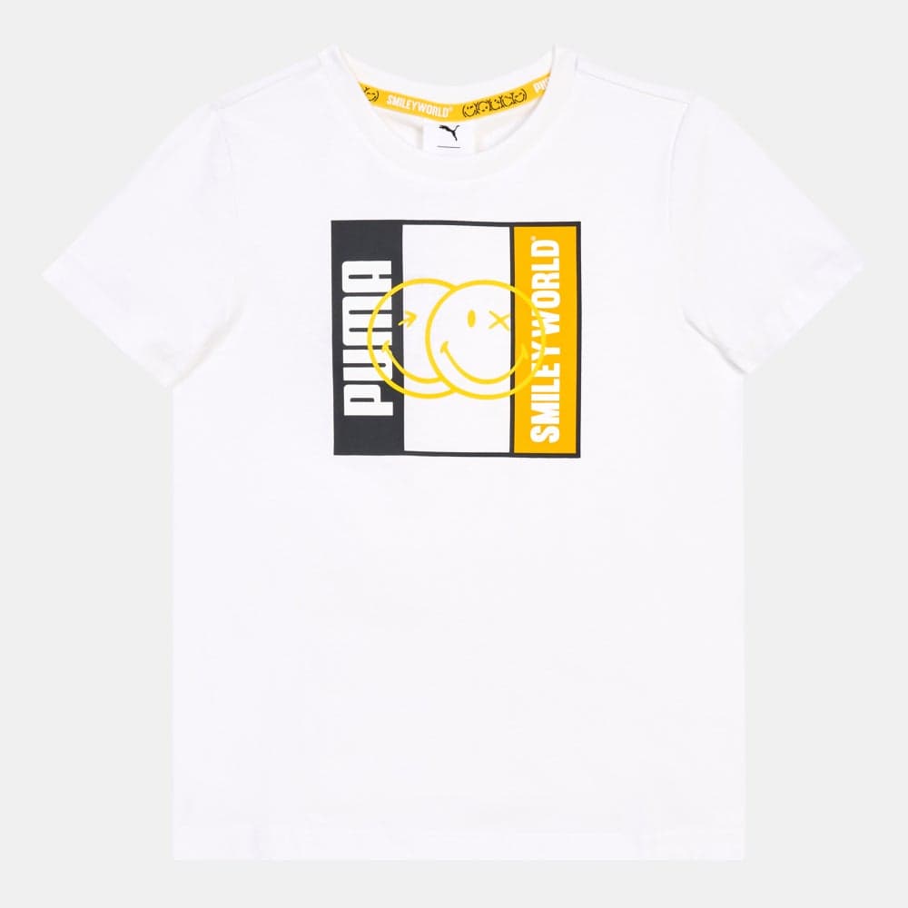 PUMA x SMILEYWORLD Kids Graphic Cotton T-Shirt - Image 1