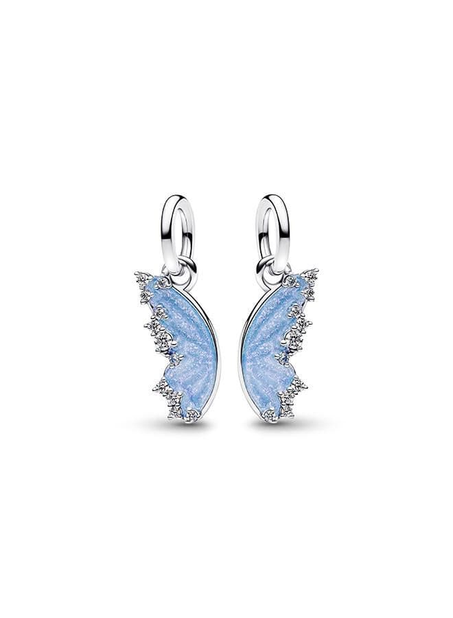 Splittable Butterfly Dangle Charm in Silver with Blue Enamel - Image 1