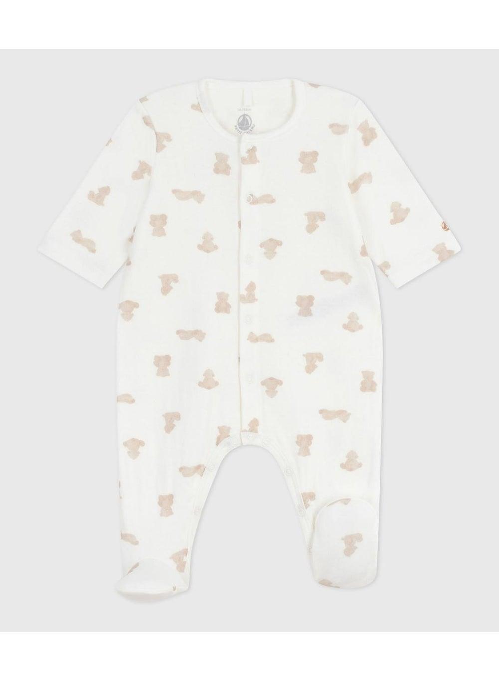 Printed Cotton Baby Pyjama Suit Marshmallow Brun - Image 1