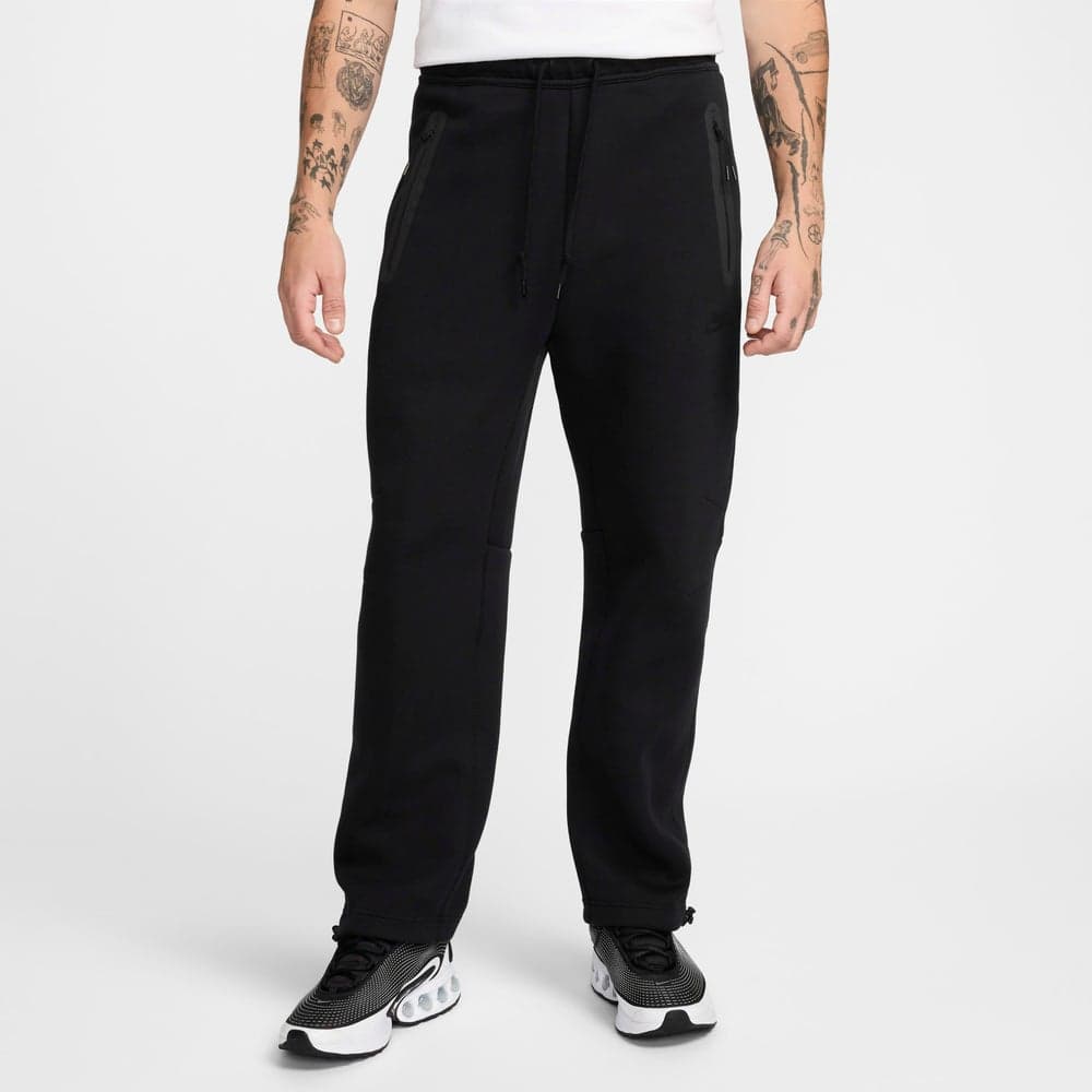 Men’s Tech Fleece Open-Hem Black Trousers - Image 1