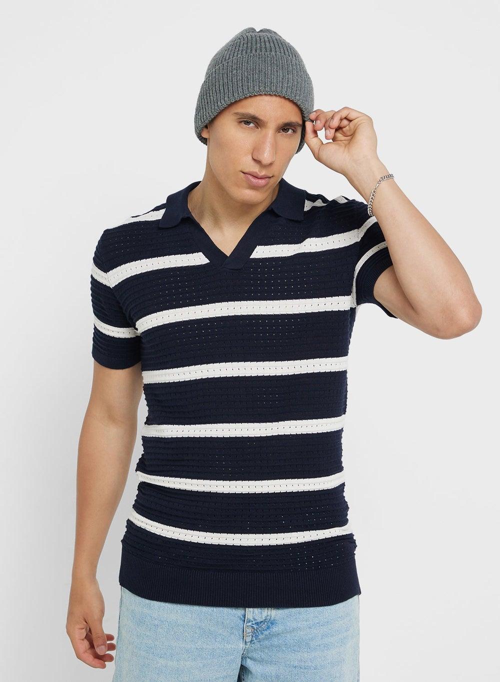 MK 248 Basilica Striped Knitted Polo Shirt - Image 1