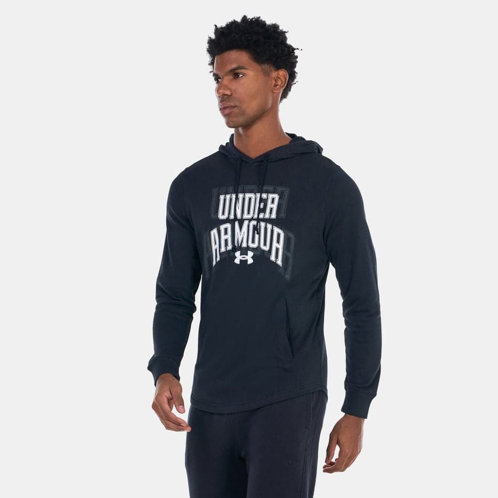 UA Rival Terry Graphic Hoodie Black Men's Pullover - Image 1
