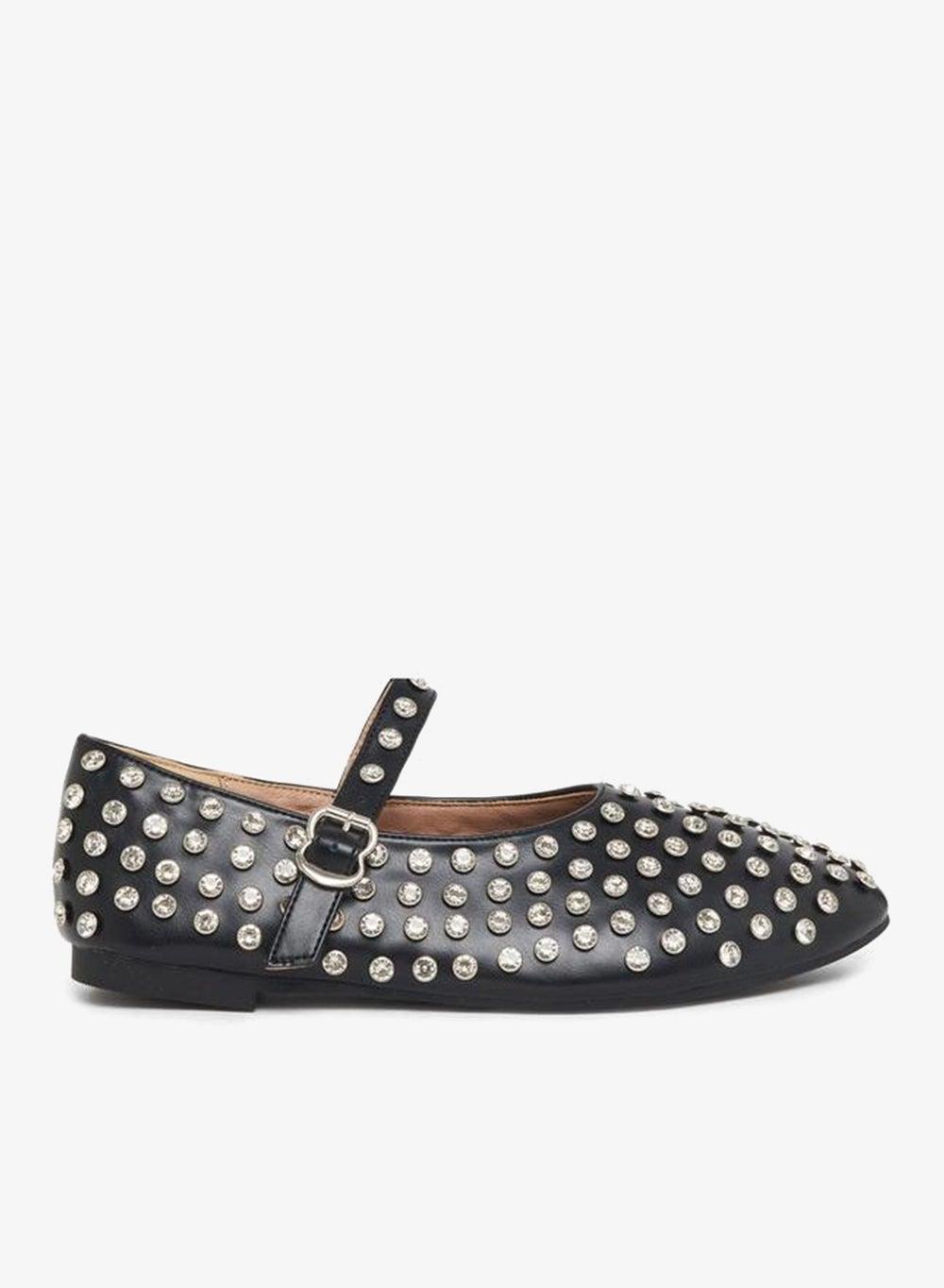 Black Embellished Ballerina Flats 7008747901 with Buckle - Image 1