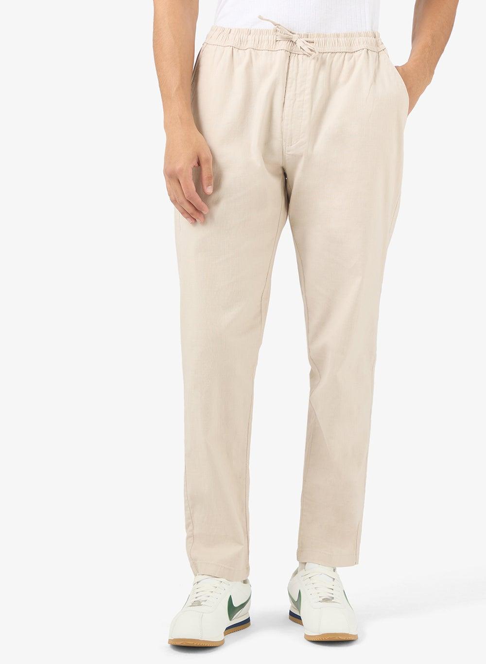 Beige Relaxed Fit Ankle Pant Ankpnt4 - Image 1