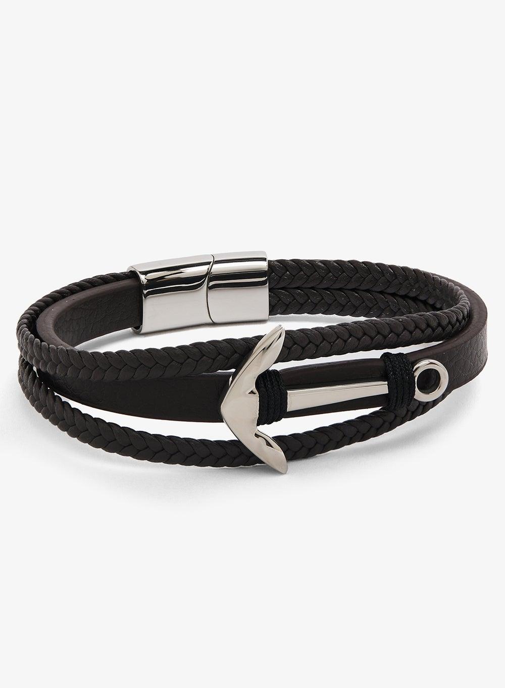 Brown Leather Anchor Bracelet Tmj2504111 - Image 1