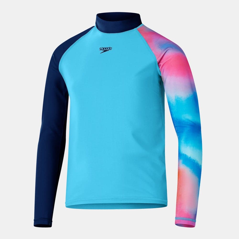 Speedo Kids Printed Long Sleeve Rashguard UPF40+ Blue - Image 1