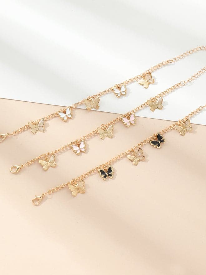 Take Two Butterfly Pendant Bracelet Set of 3 Gold - Image 1