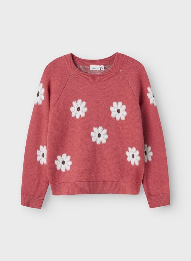 Girls Nmfleia Flower Sweatshirt 13245588 Rapture Rose - Image 1