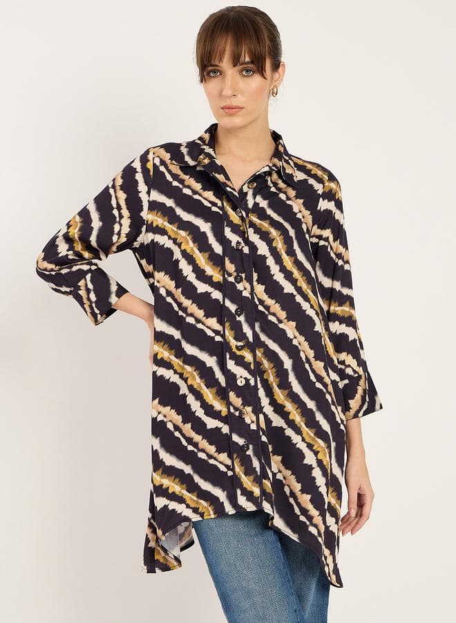 Femmella Tie Dye Asymmetric Hem Modal Tunic - Image 1