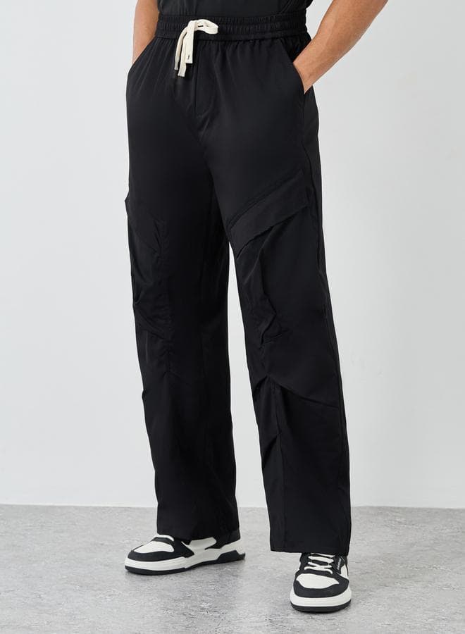 Styli Oversized Cargo Joggers Black Contrast Drawcord - Image 1