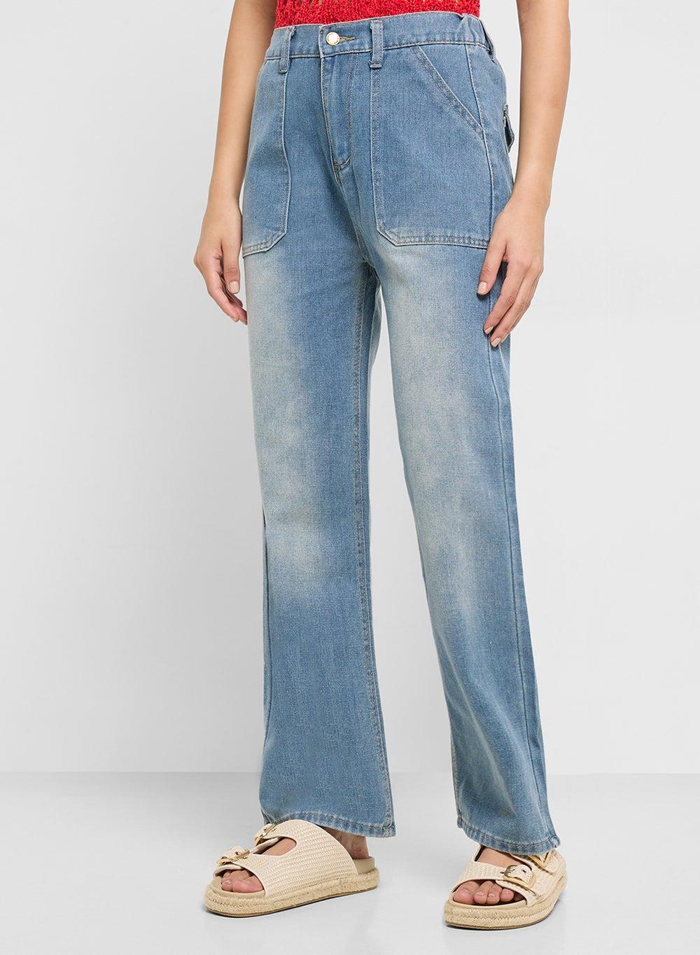 High Rise Straight Fit Blue Jeans Rch68 - Image 1